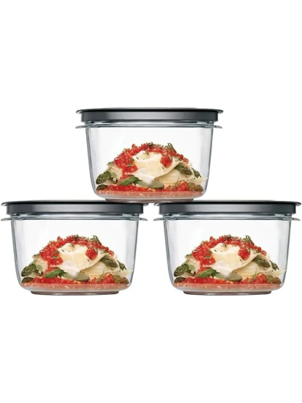 7-Cup Food Storage Set - 3 Tritan Containers & Grey Flex Seal Lids, 6 Pieces